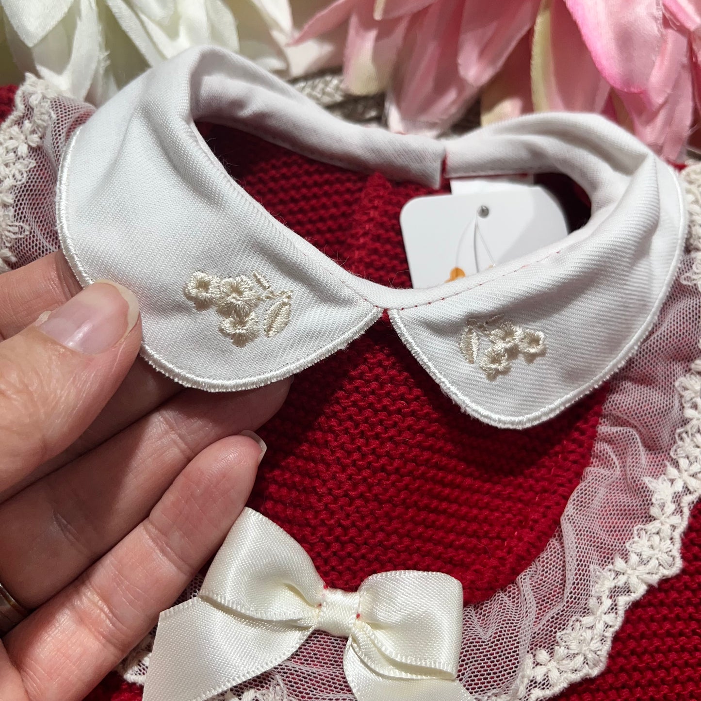 Conjunto saida de maternidade Encanto em malha para bebé - Vermelho