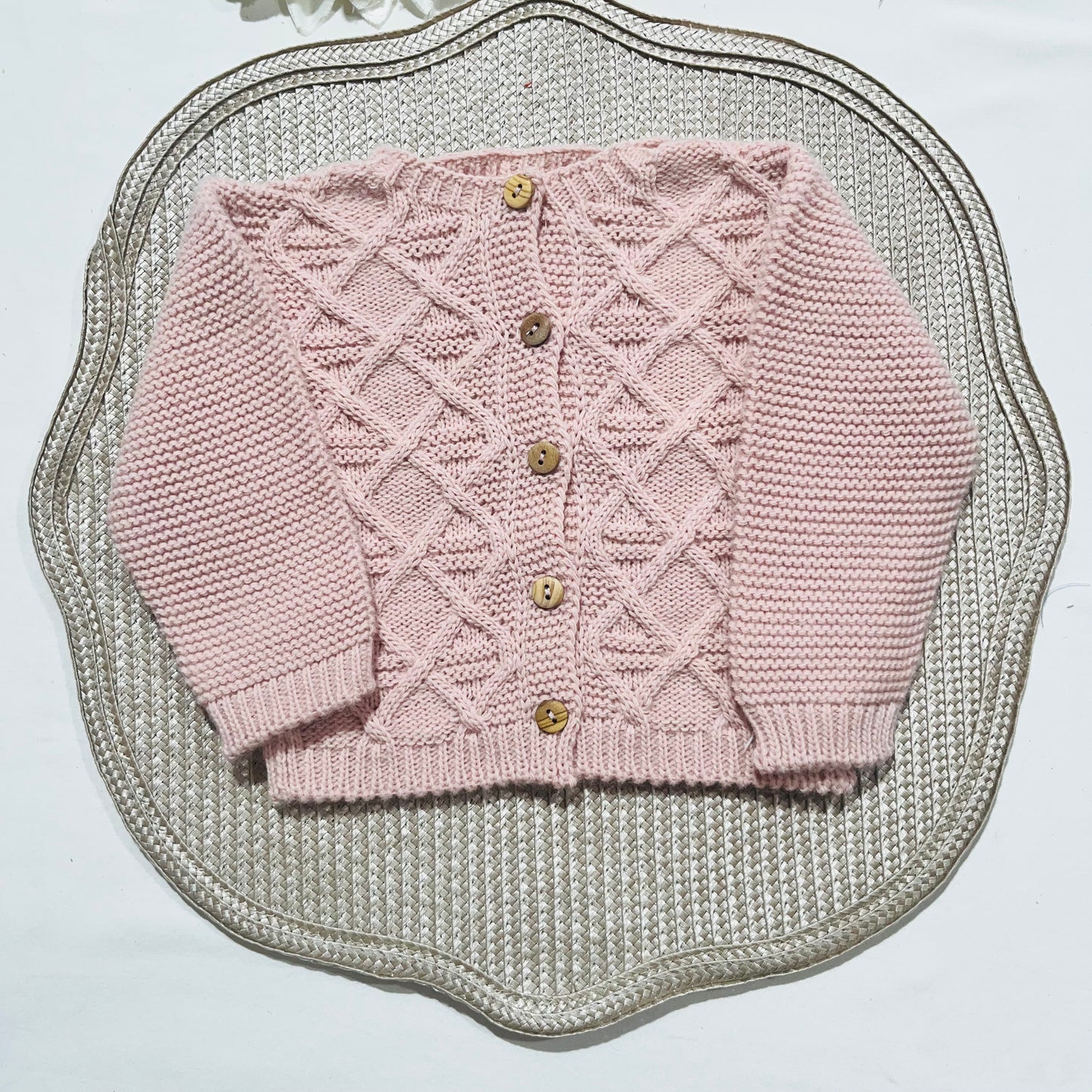 Conjunto de malha para bebé - 3 peças -1/3M e 3/6M - Rosa velho