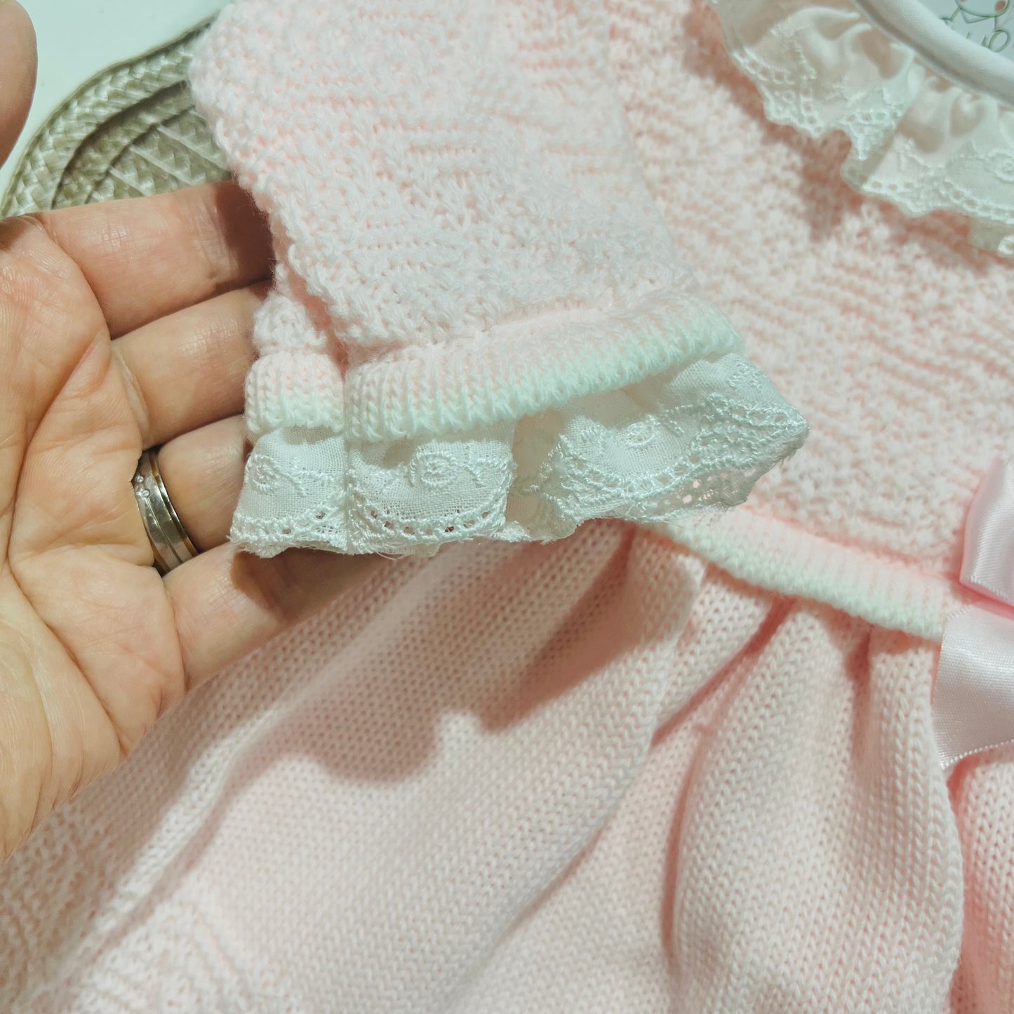 Vestido em malha para bebé - 1/3 e 3/6M - Rosa bebé