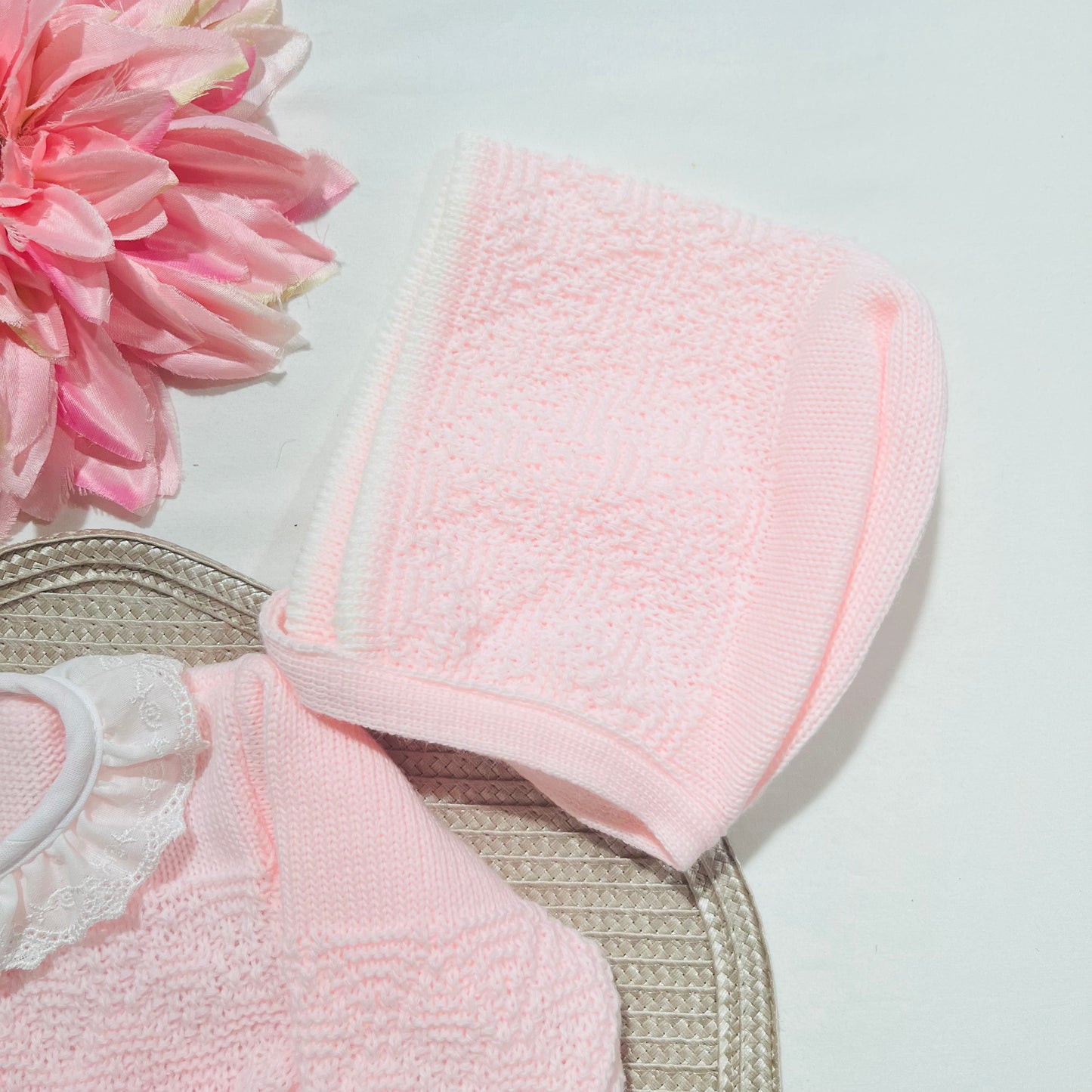 Vestido em malha para bebé - 1/3 e 3/6M - Rosa bebé