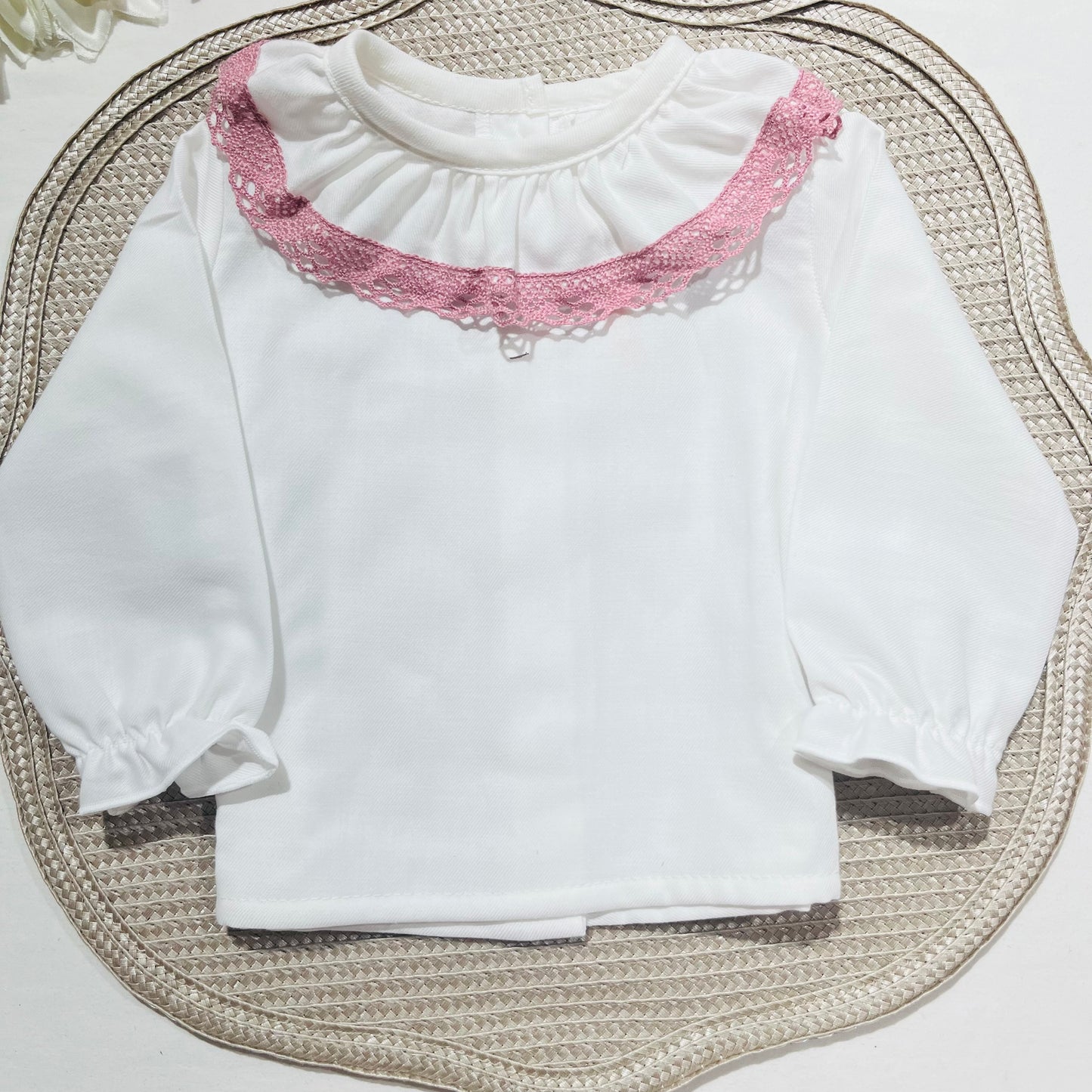 Conjunto Alice - camisa e tapa fralda para bebé - 3,6 e 12M - Rosa velho