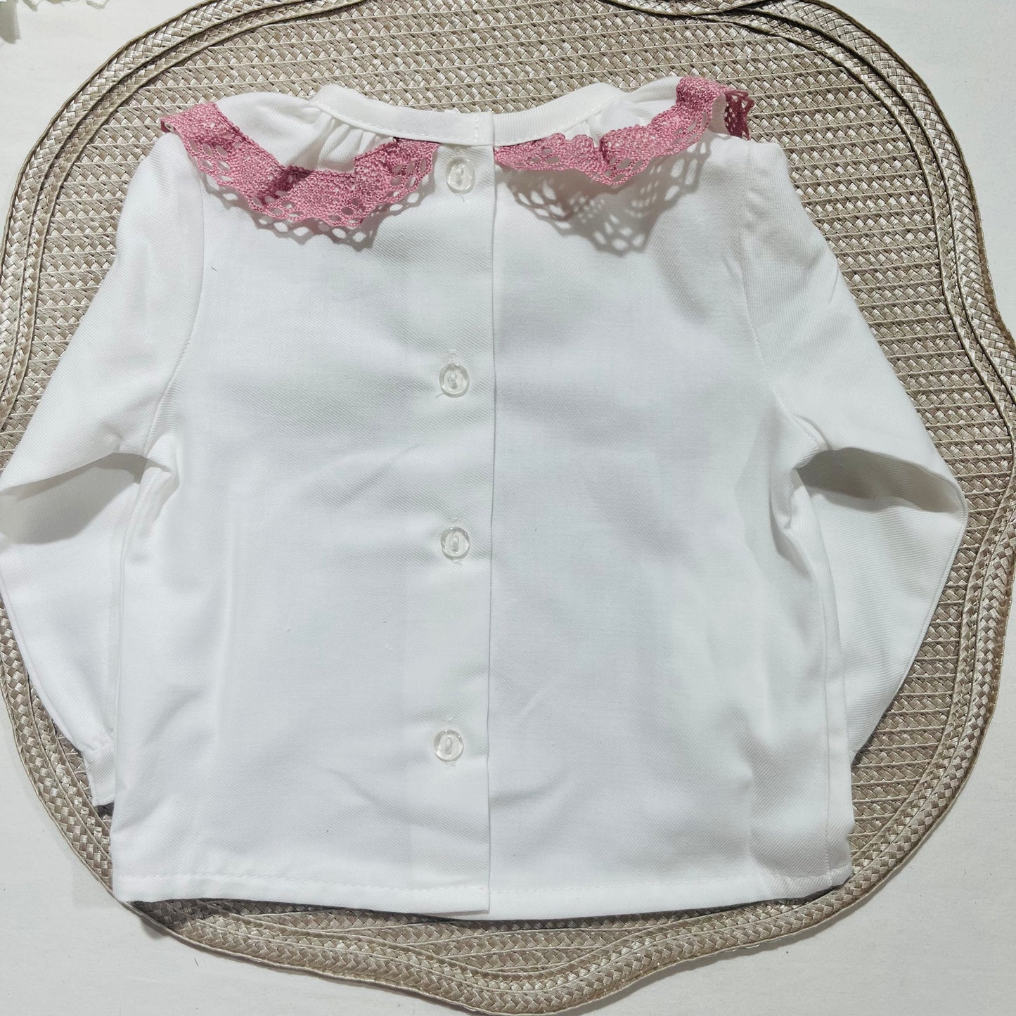 Conjunto Alice - camisa e tapa fralda para bebé - 3,6 e 12M - Rosa velho