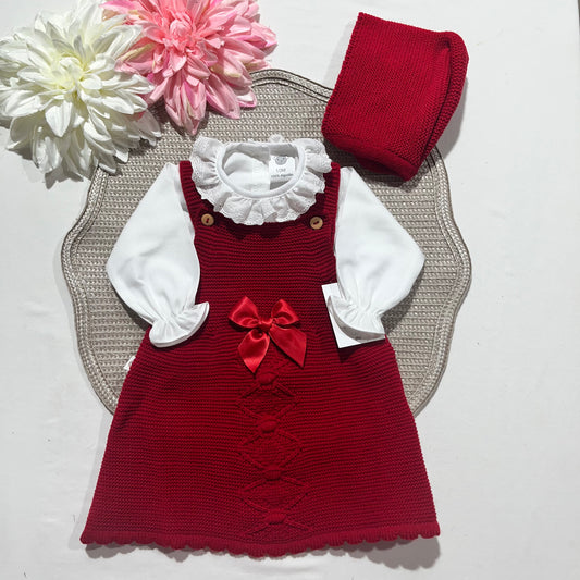 Conjunto vestido para bebé - 1/3 e 3/6M - Vermelho