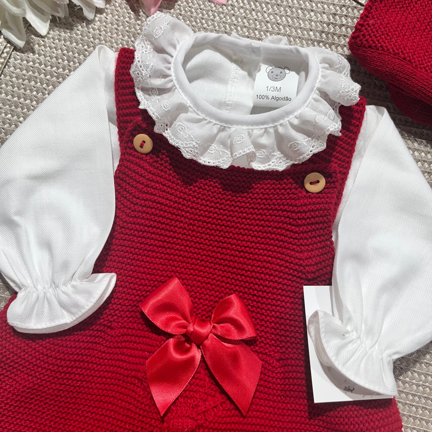 Conjunto vestido para bebé - 1/3 e 3/6M - Vermelho