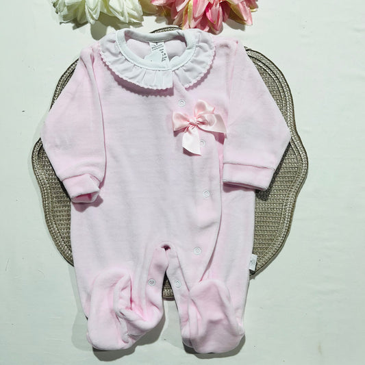 Babygrow em veludo clássico - Rosa -  2M