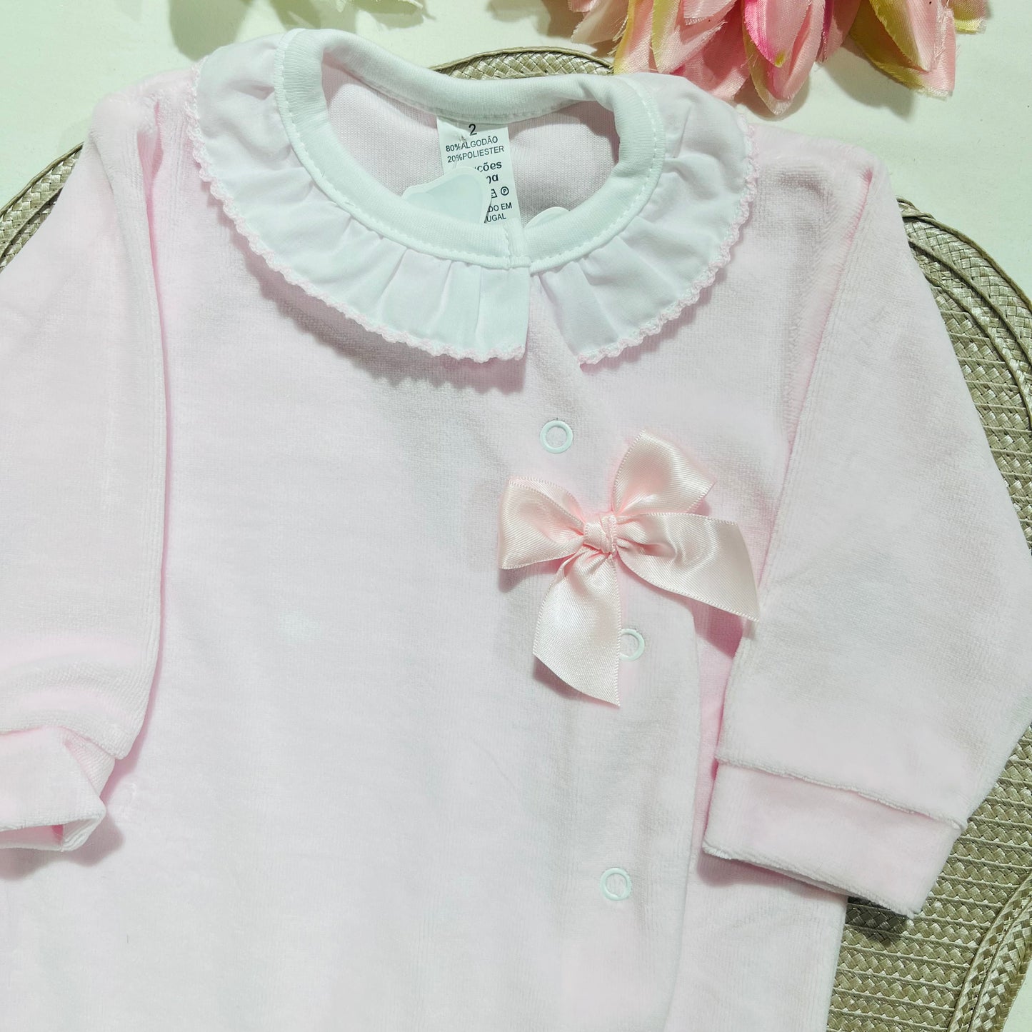 Babygrow em veludo clássico - Rosa -  2M