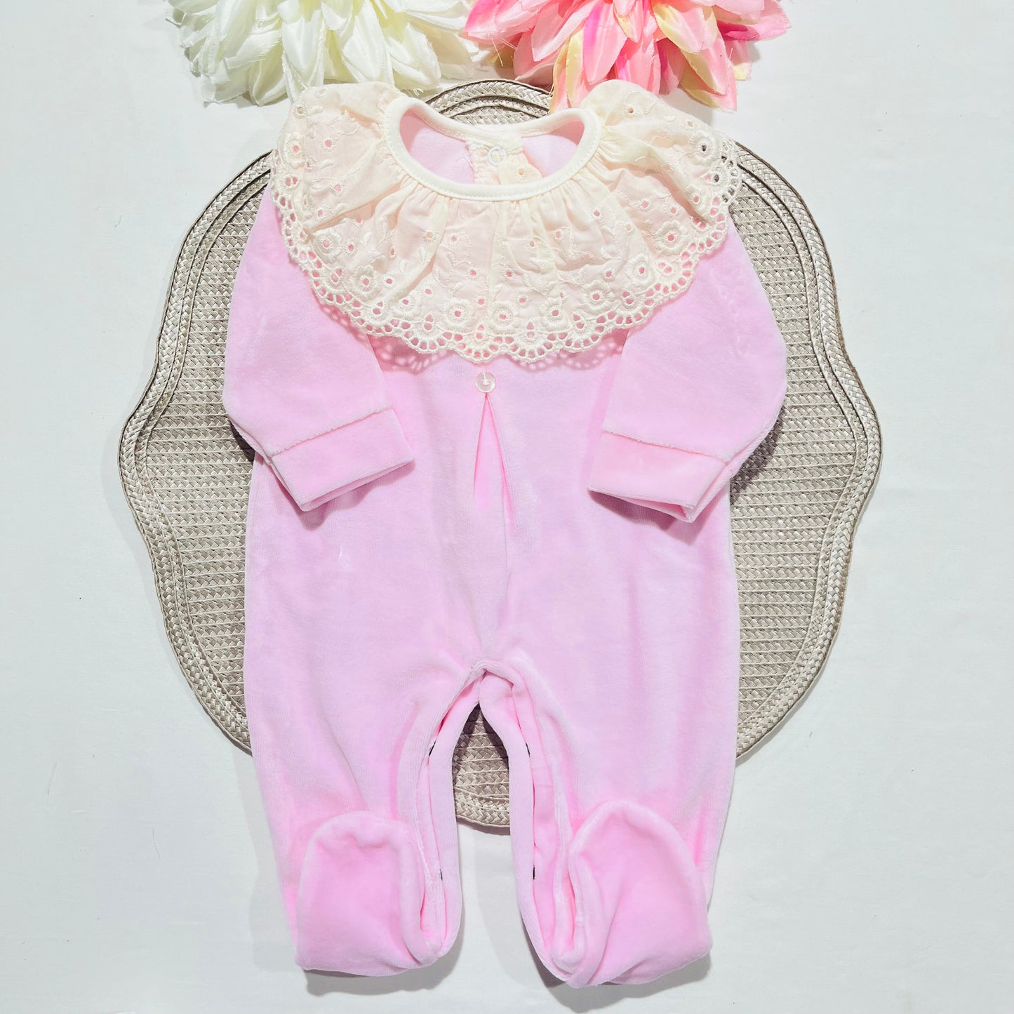 Babygrow Sophia em veludo - Rosa -  1M