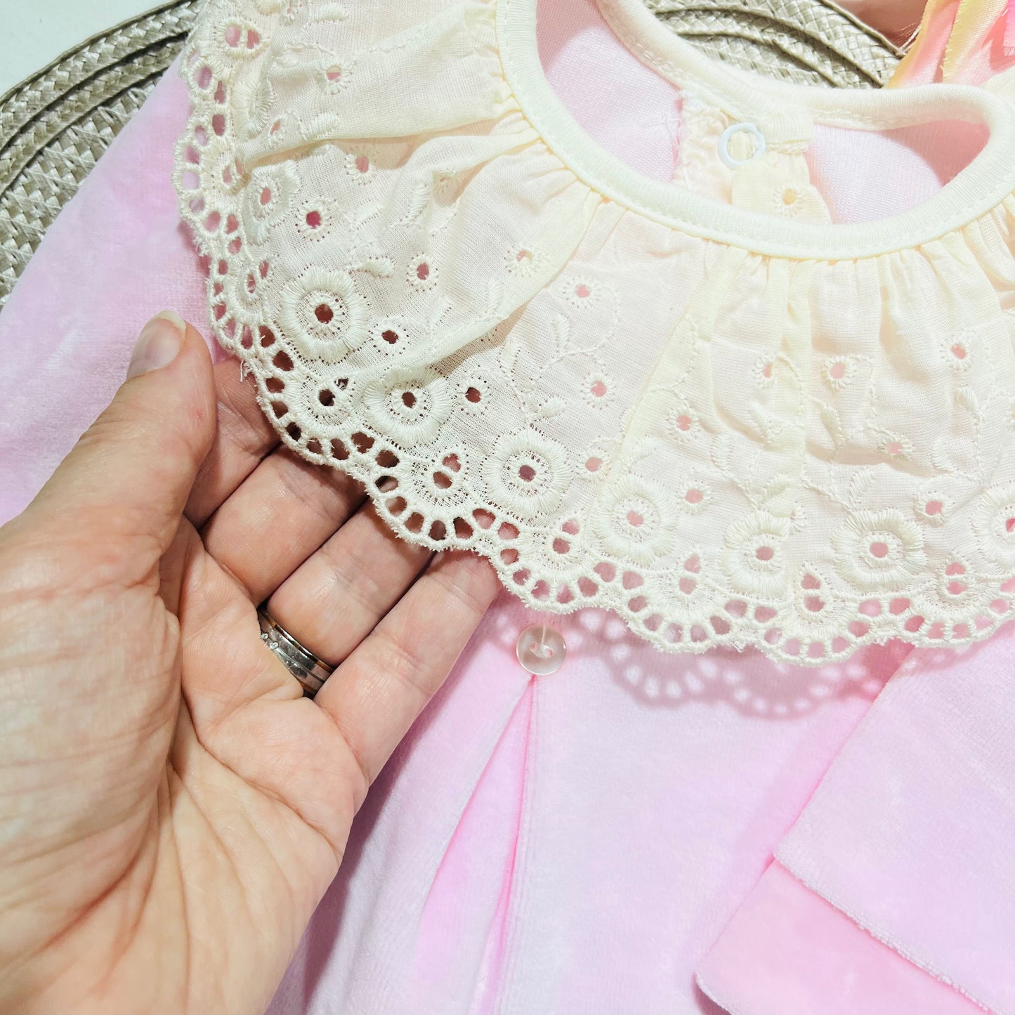 Babygrow Sophia em veludo - Rosa -  1M