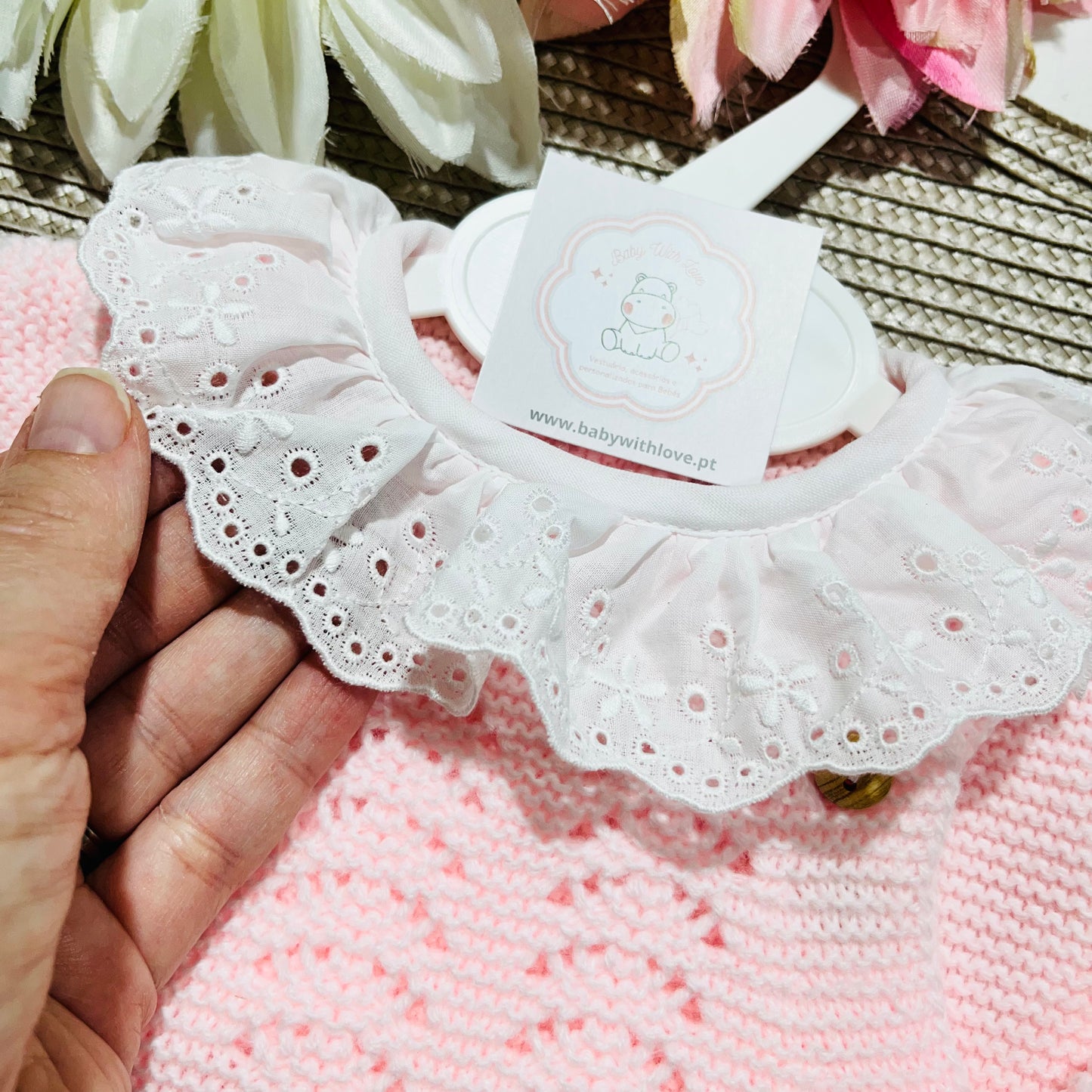 Conjunto Docinho em malha para bebé - Rosa bebé- 1M, 3M e 6M