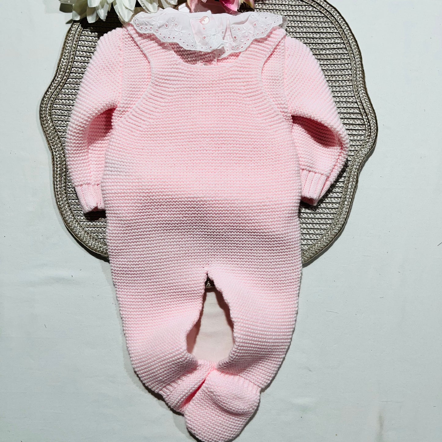 Conjunto Docinho em malha para bebé - Rosa bebé- 1M, 3M e 6M