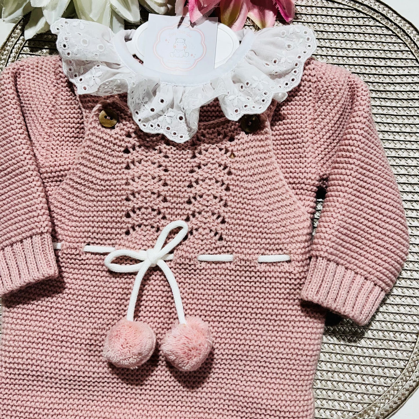 Conjunto Docinho em malha para bebé - Rosa velho- 1M, 3M e 6M