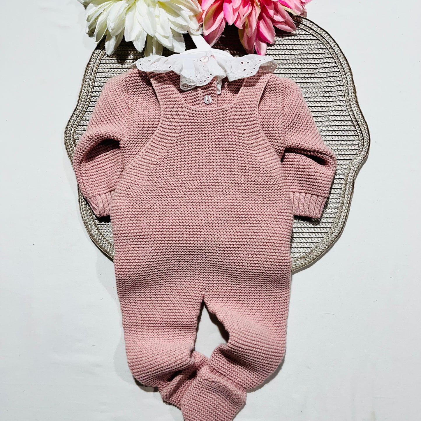 Conjunto Docinho em malha para bebé - Rosa velho- 1M, 3M e 6M