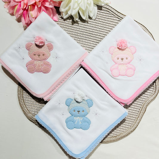 Fralda 100% algodão Urso pompom - várias cores