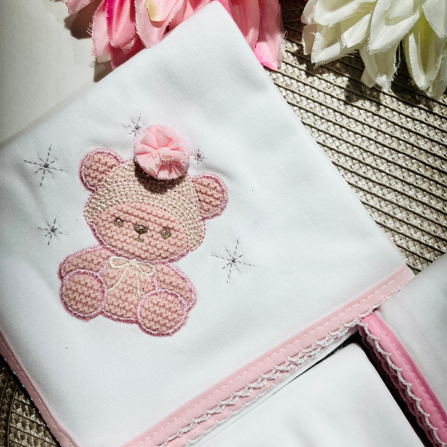 Fralda 100% algodão Urso pompom - várias cores