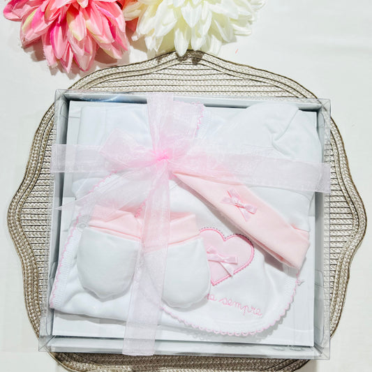Conjunto interior cardado Amor - 100% algodão bebé - Rosa