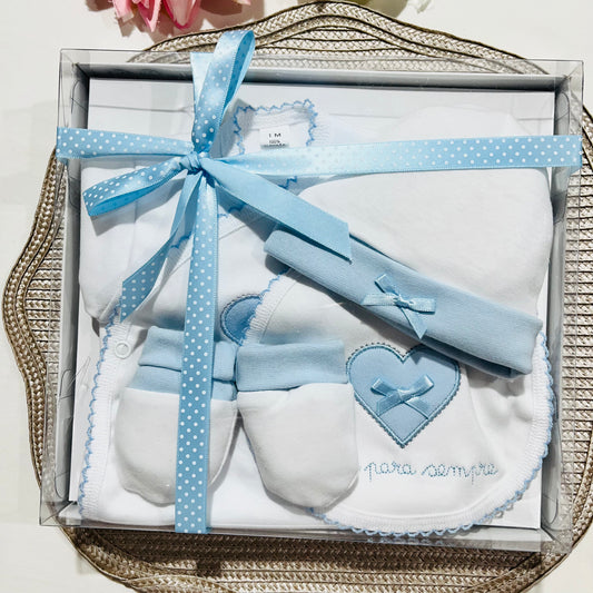 Conjunto interior cardado Amor - 100% algodão bebé - Azul