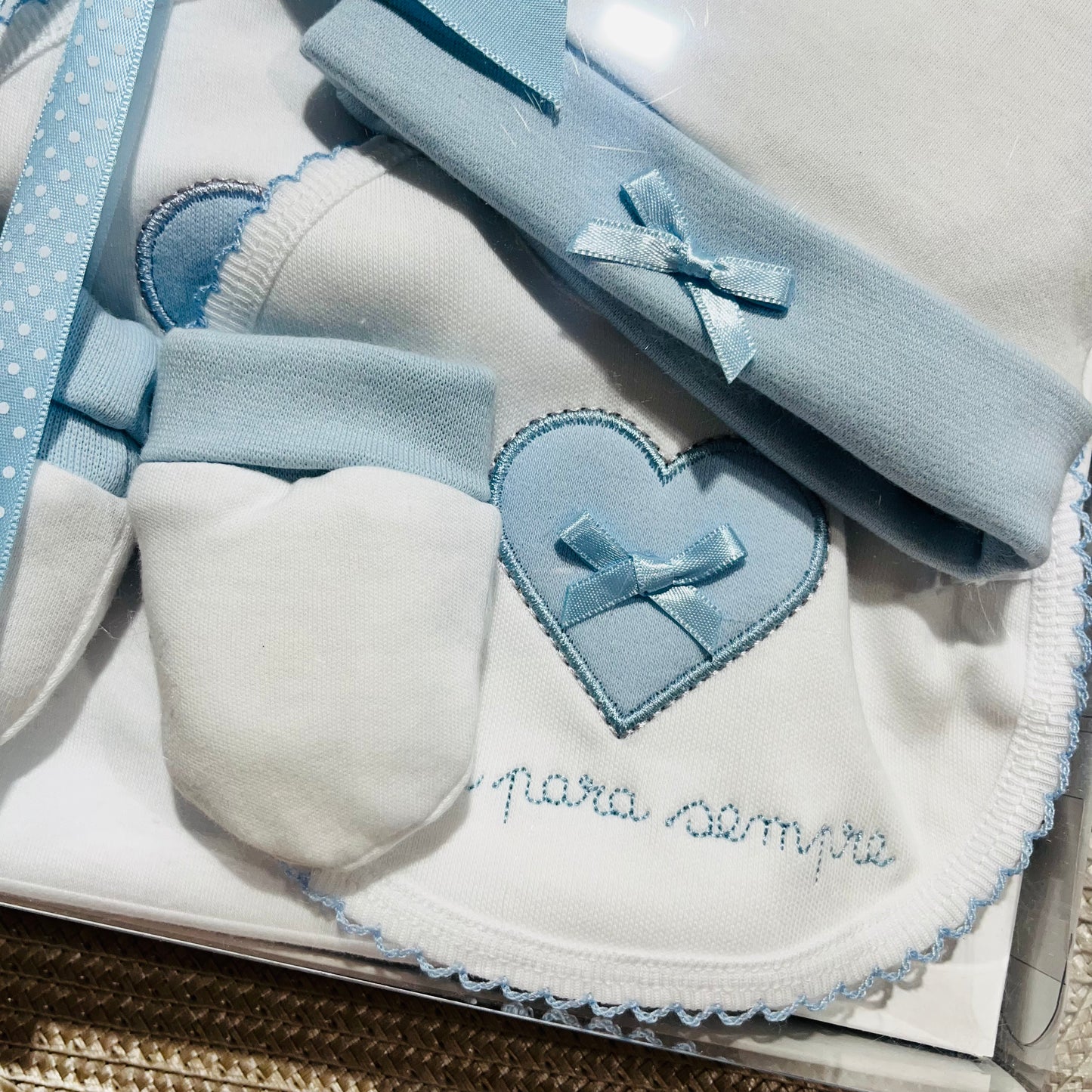 Conjunto interior cardado Amor - 100% algodão bebé - Azul
