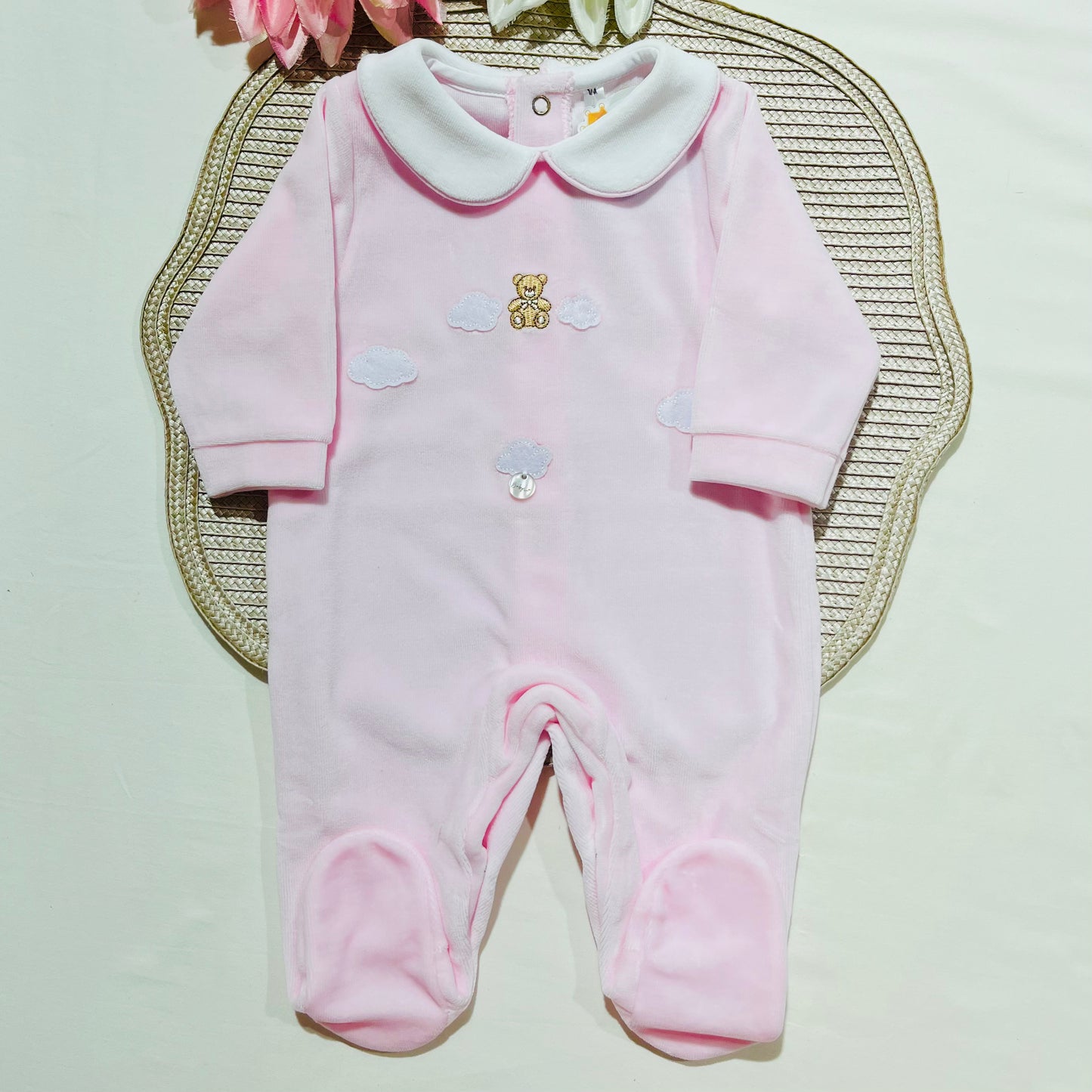 Babygrow Ternura em veludo - Rosa -  1M