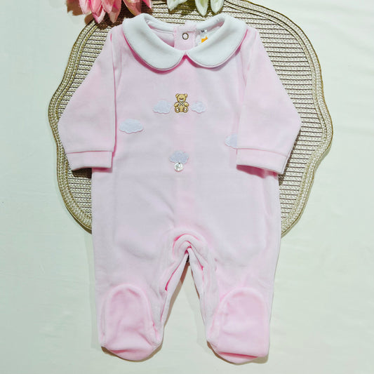 Babygrow Ternura em veludo - Rosa -  1M