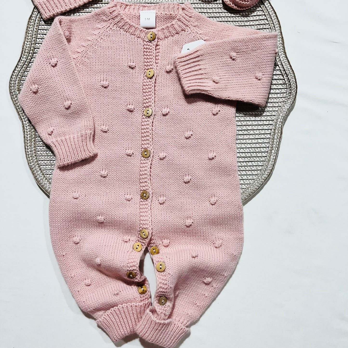 Conjunto macacão pompom - 3 peças -Rosa velho