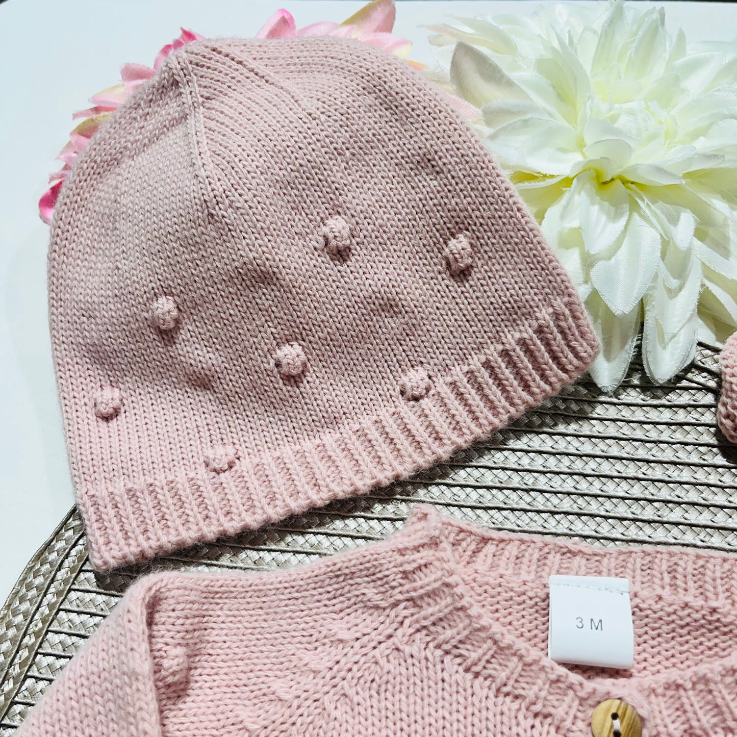 Conjunto macacão pompom - 3 peças -Rosa velho