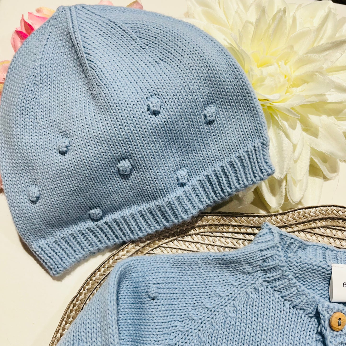 Conjunto macacão pompom - 3 peças - Azul cobalto