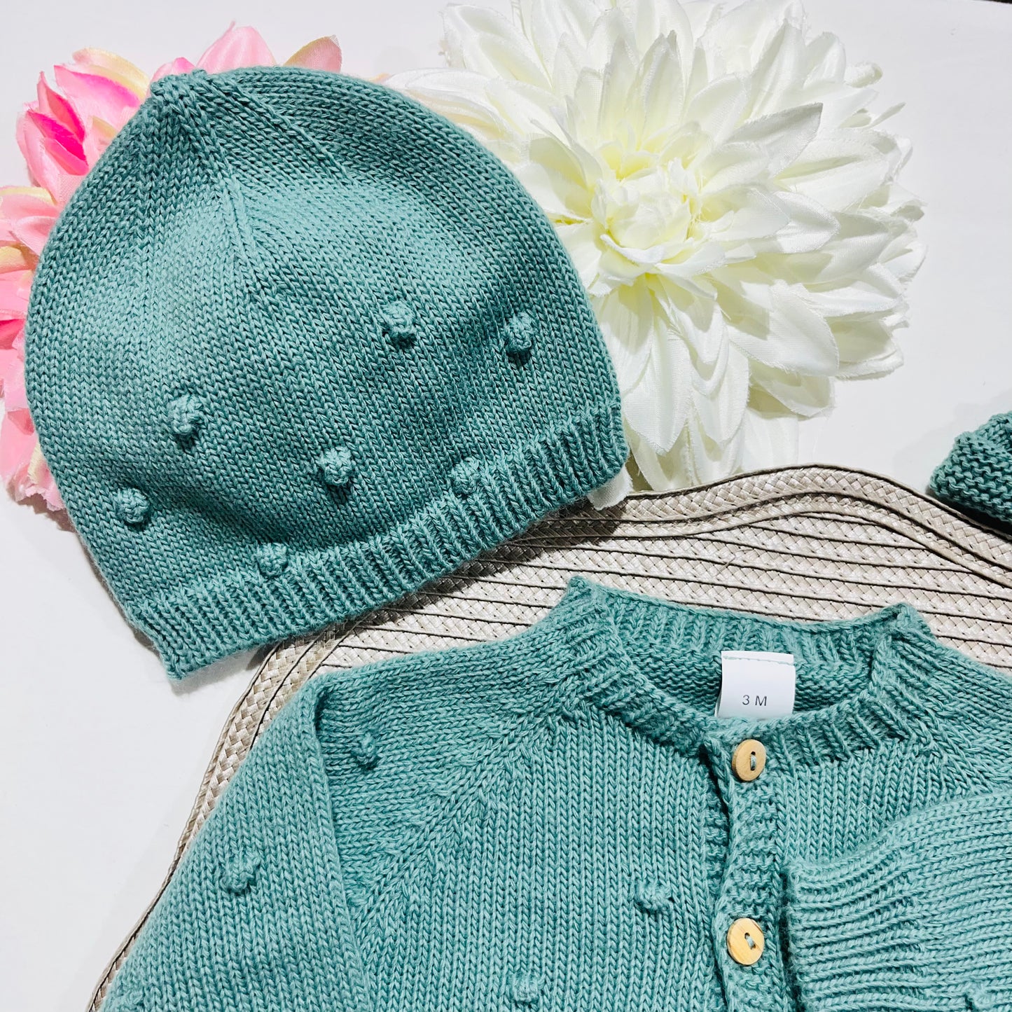 Conjunto macacão pompom - 3 peças - Verde