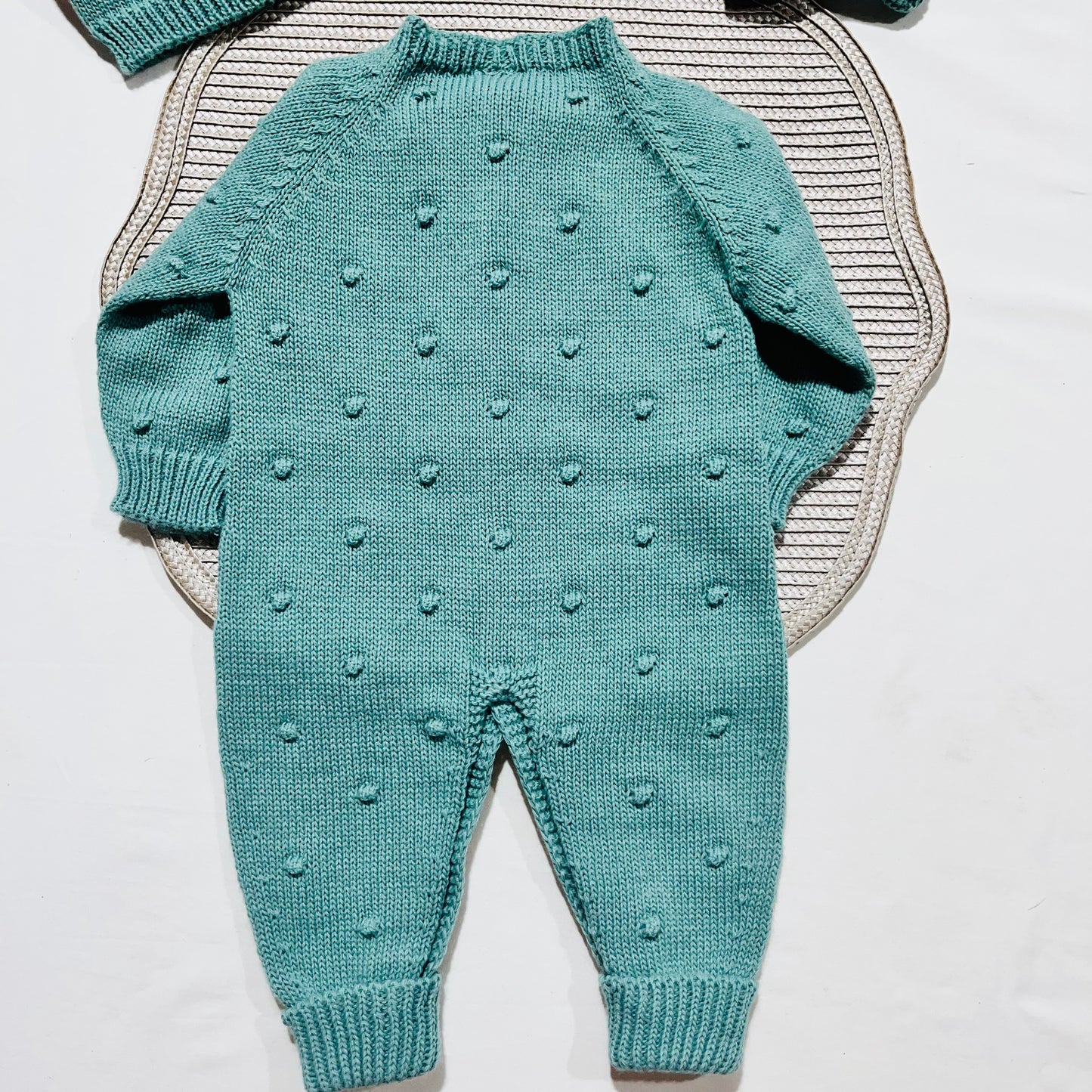 Conjunto macacão pompom - 3 peças - Verde