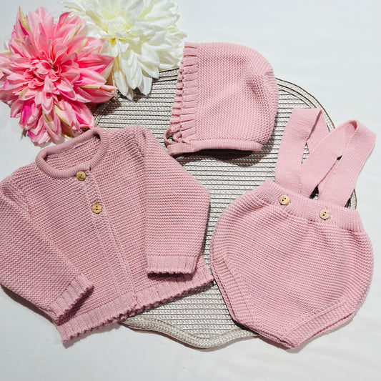 Conjunto Mimo  em malha para bebé - Rosa velho - 1 aos 12M