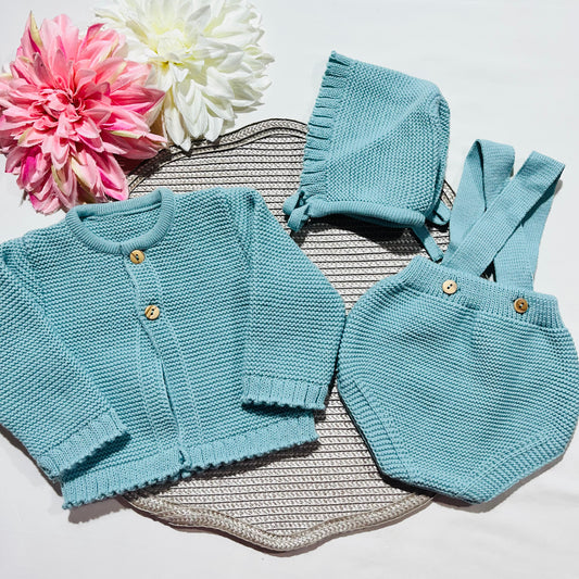 Conjunto Mimo  em malha para bebé - Verde agua - 1 aos 12M