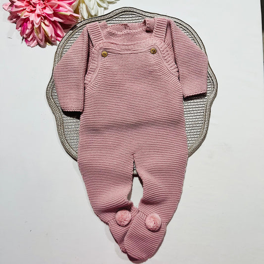 Conjunto Docinho  em malha - Rosa velho - 1 aos 12M
