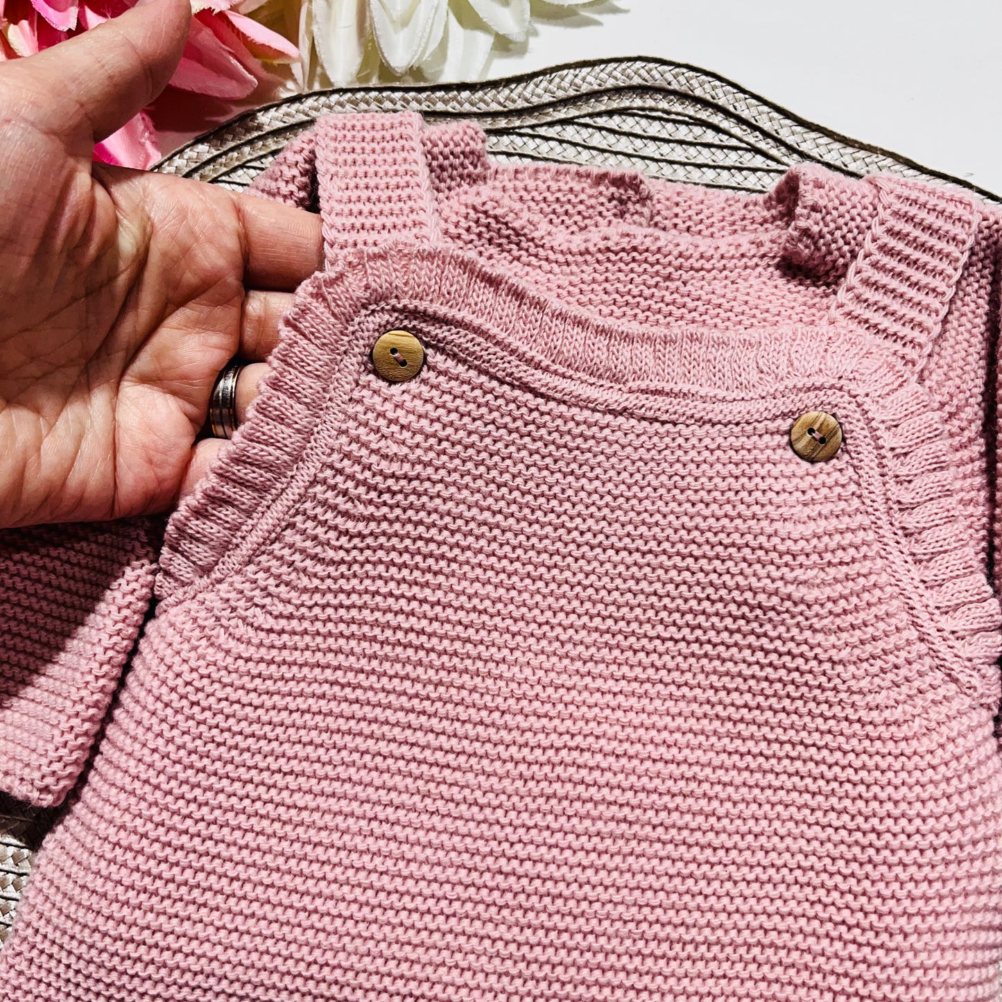 Conjunto Docinho  em malha - Rosa velho - 1 aos 12M