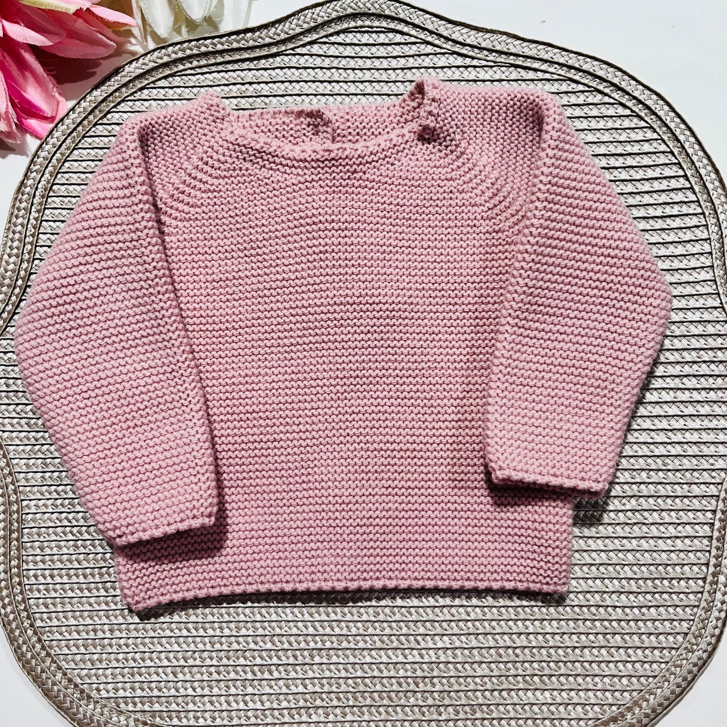 Conjunto Docinho  em malha - Rosa velho - 1 aos 12M