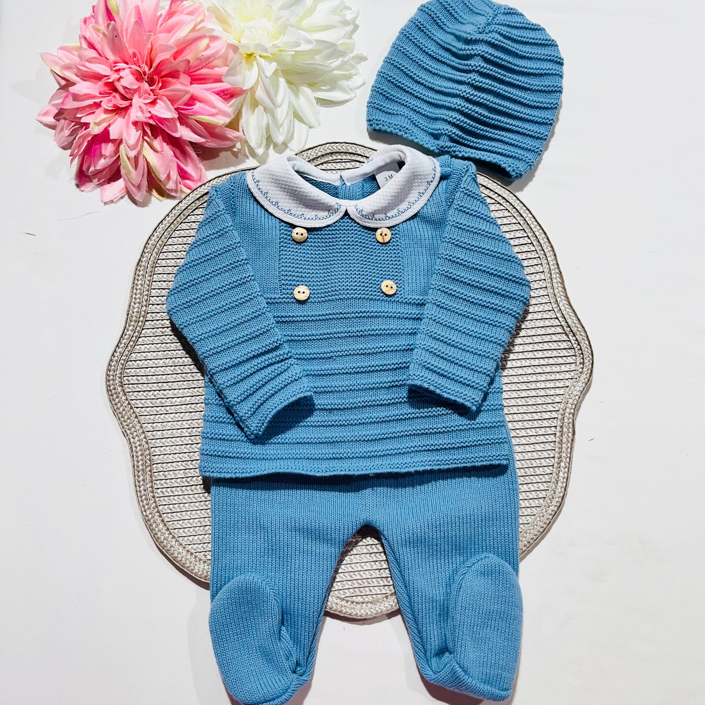 Conjunto Lucas em malha suave -Azul cobalto - 3 e 6M
