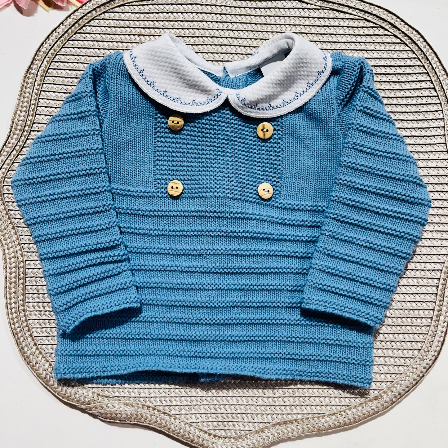 Conjunto Lucas em malha suave -Azul cobalto - 3 e 6M