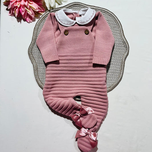 Conjunto Clara  em malha - Rosa velho - 3 e 6M