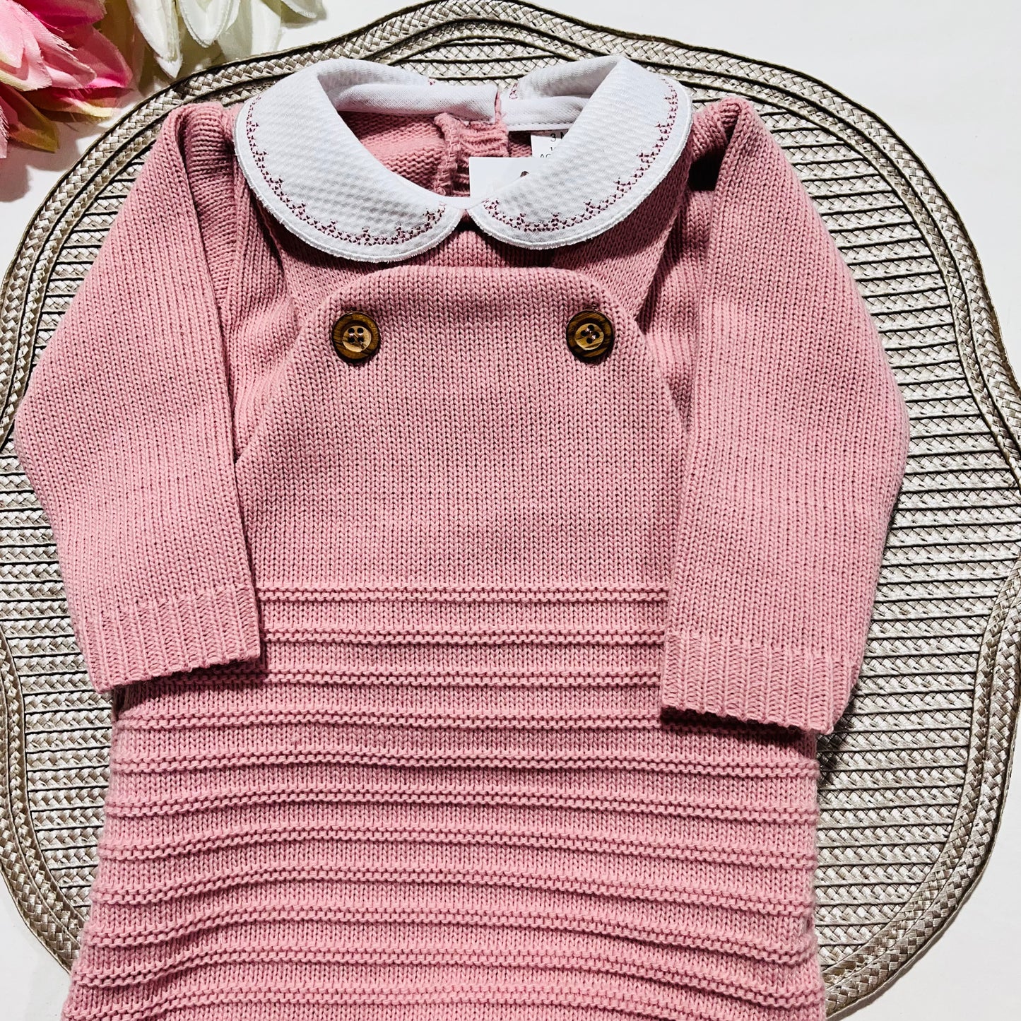 Conjunto Clara  em malha - Rosa velho - 3 e 6M