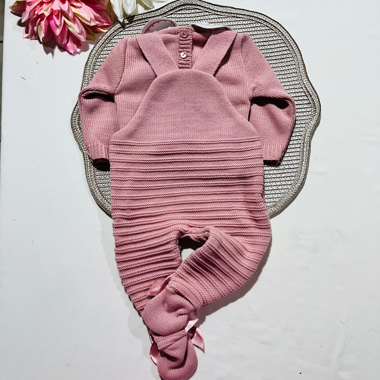 Conjunto Clara  em malha - Rosa velho - 3 e 6M