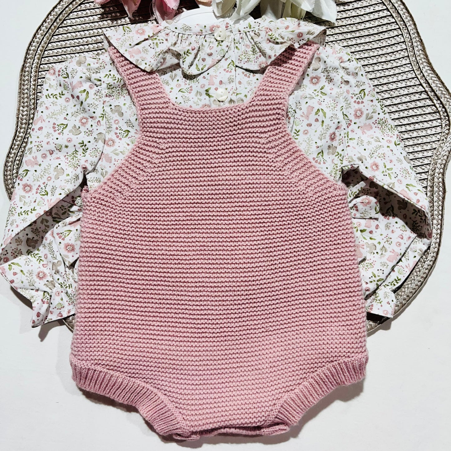 Conjunto Flor  para bebé - Rosa velho - 1 aos 12M