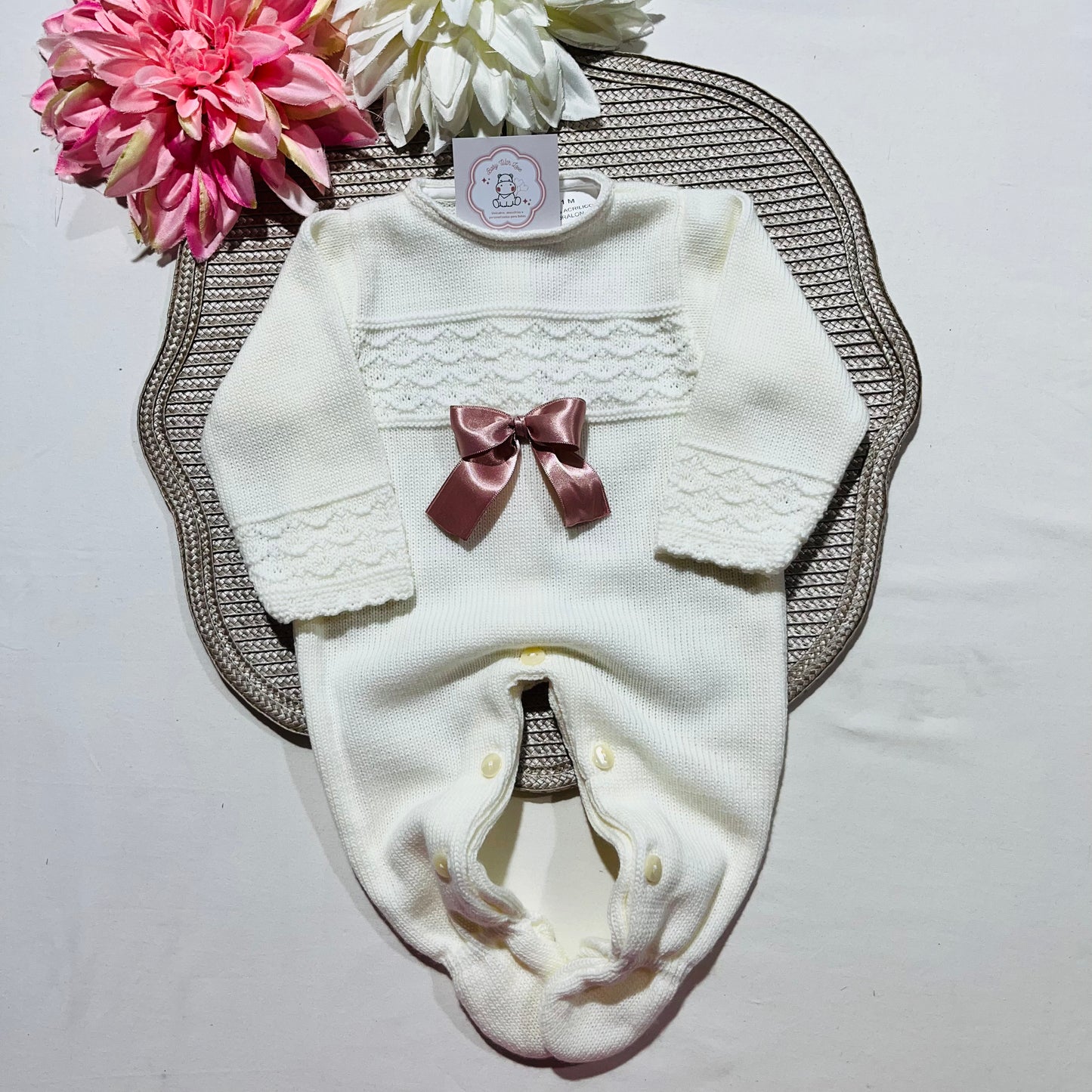 Conjunto Bianca  em malha para bebé  - Fato + Manta - Pérola - 1M