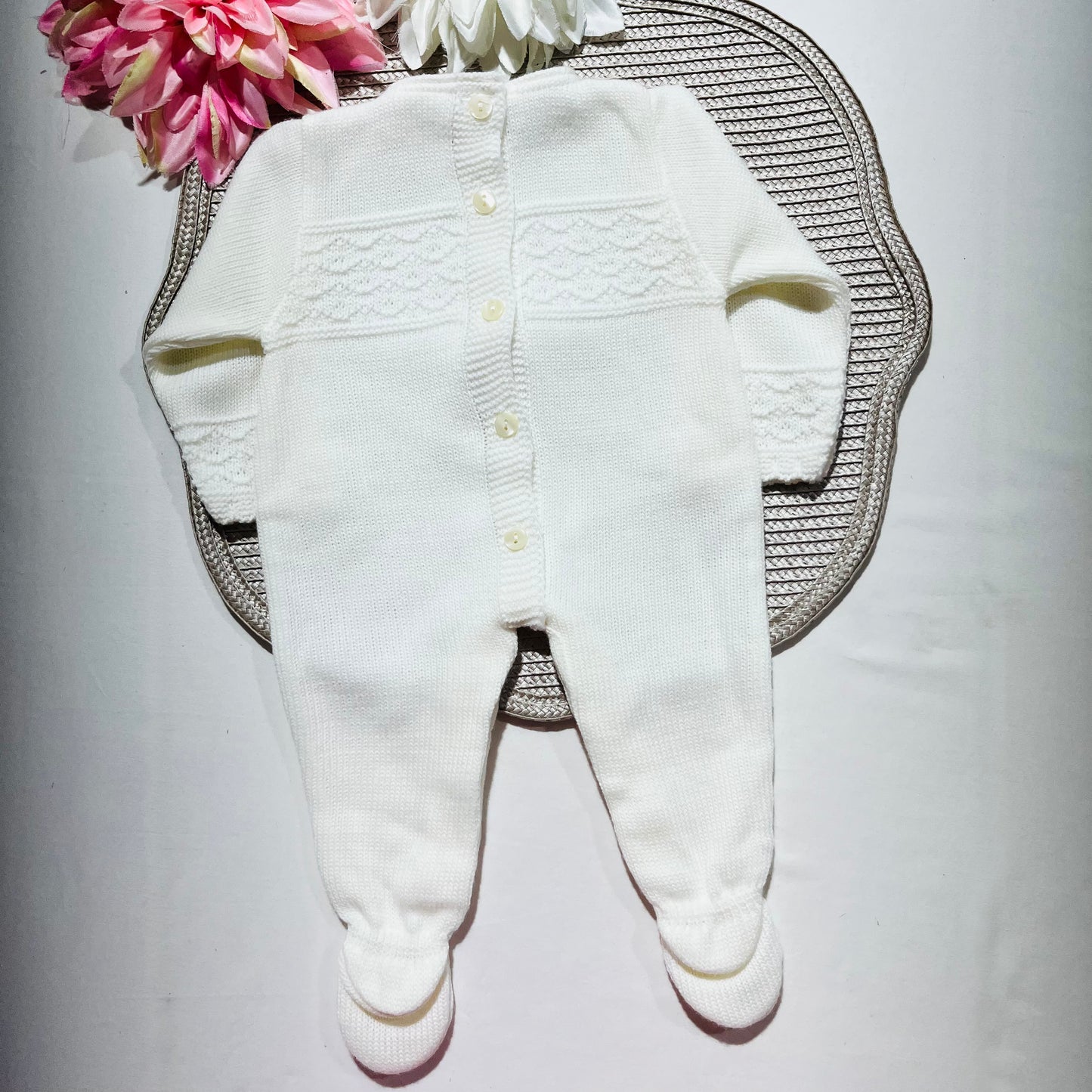 Conjunto Bianca  em malha para bebé  - Fato + Manta - Pérola - 1M
