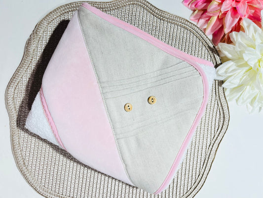 Toalha de banho Linho para bebé - Qualidade PREMIUM  - Gramagem: 400gr - Rosa