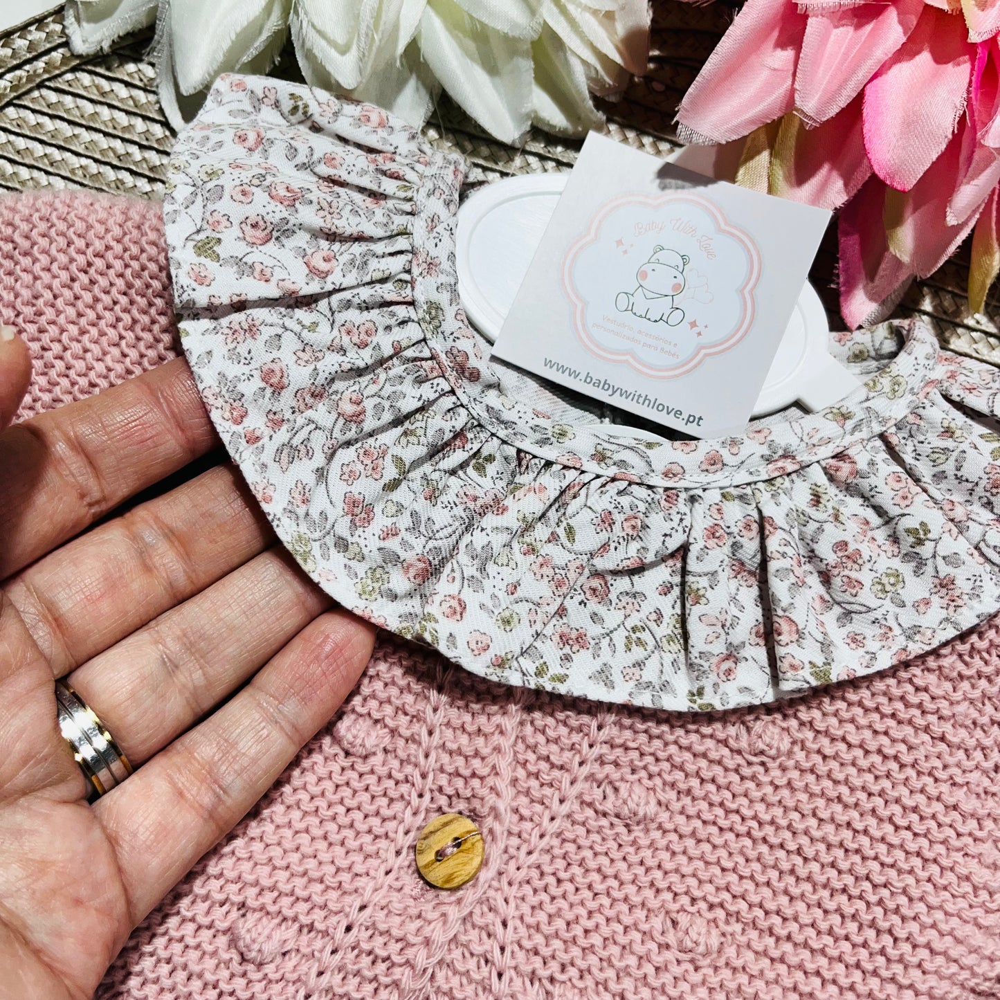 Conjunto Flor em malha para bebé - 1 aos 12M - Rosa velho