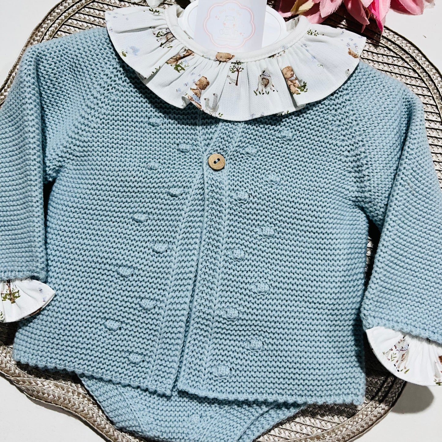 Conjunto Sonho em malha para bebé - 1 aos 12M - Azul claro