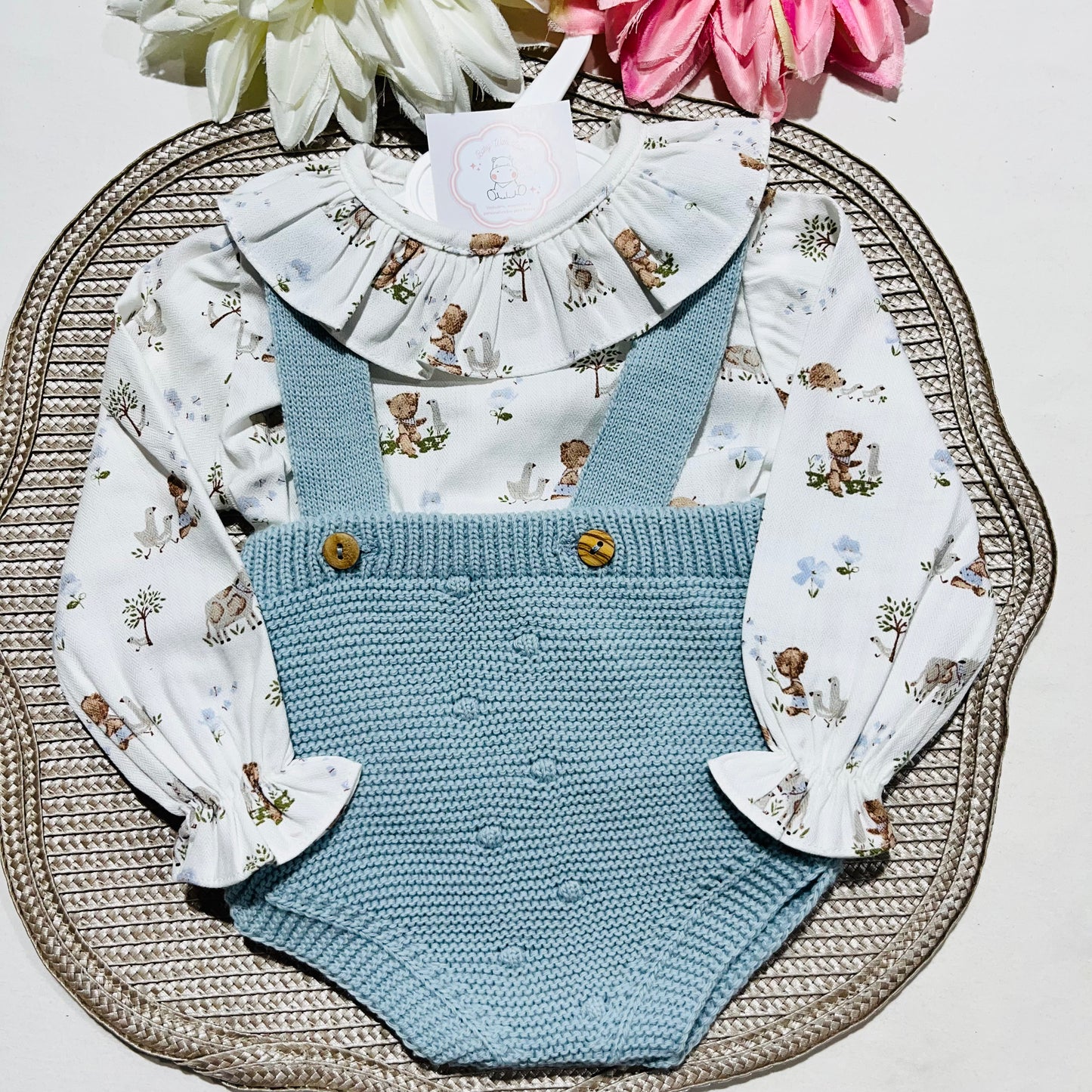 Conjunto Sonho em malha para bebé - 1 aos 12M - Azul claro