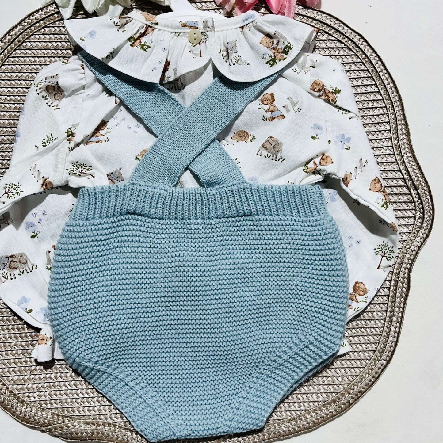 Conjunto Sonho em malha para bebé - 1 aos 12M - Azul claro