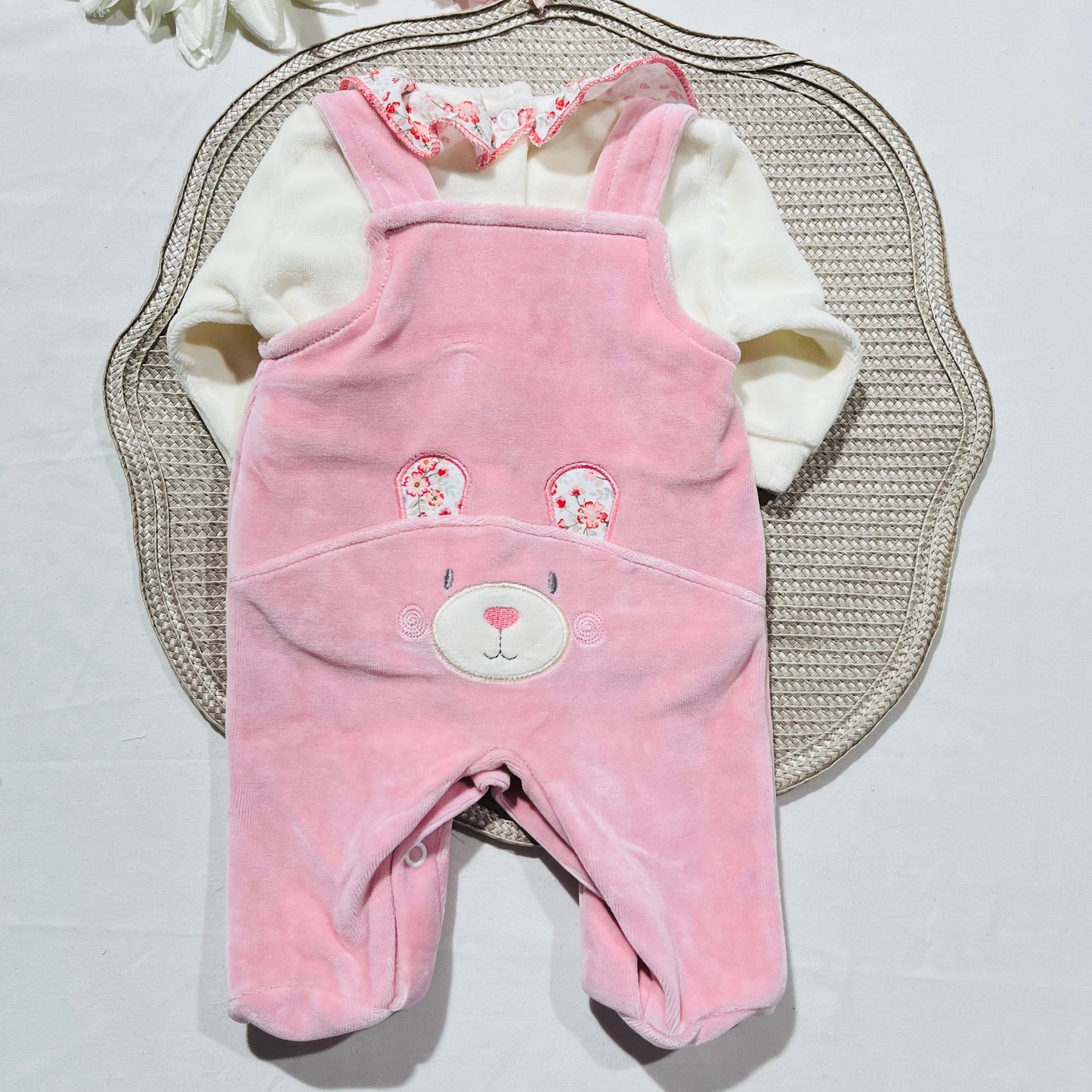 Conjunto para bebé - Urso ternura - 0 aos 2M - Rosa velho