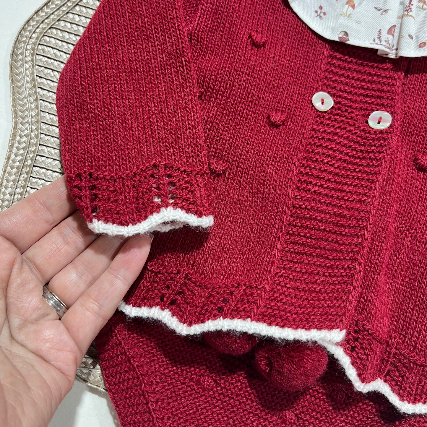 Conjunto Maria  em malha - 1 aos 12M - Vermelho