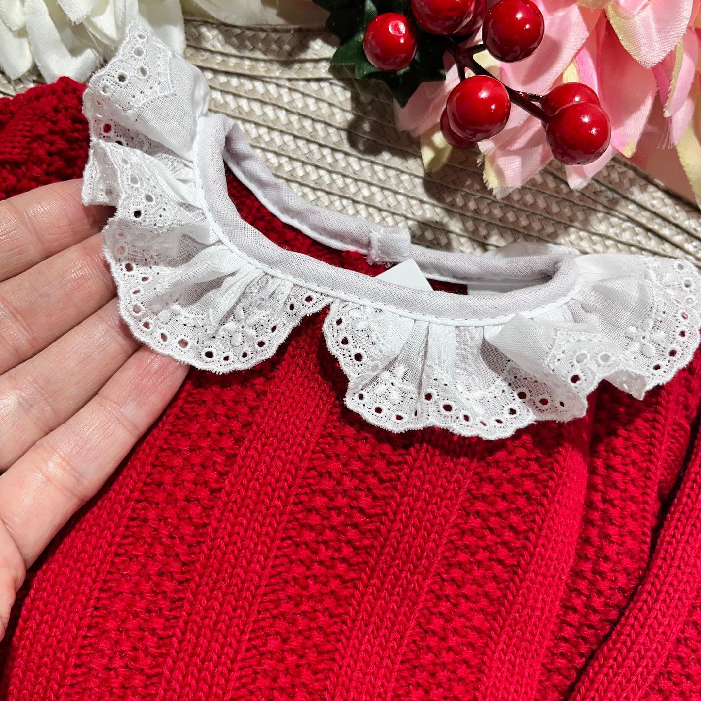 Conjunto Leonor  em malha - 1 M - Vermelho