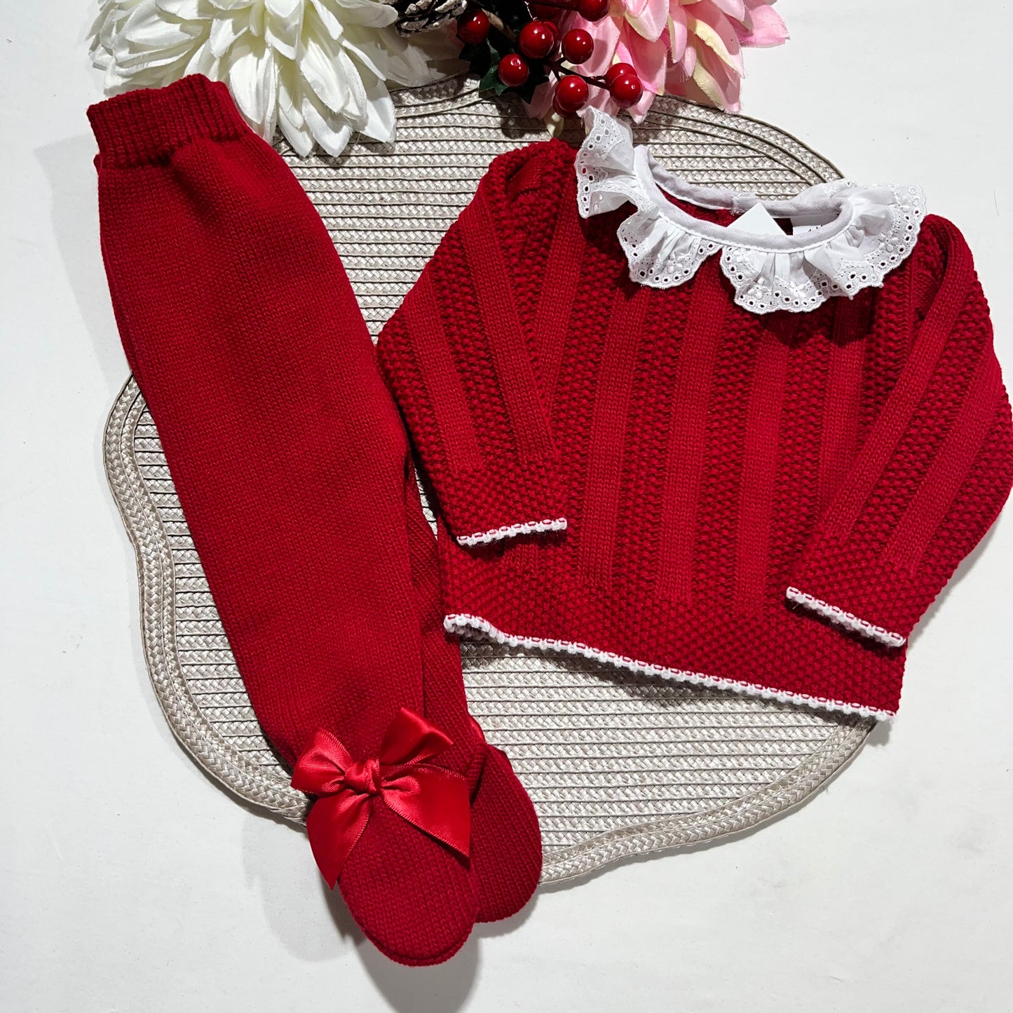 Conjunto Leonor  em malha - 1 M - Vermelho
